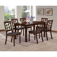 Baxton Studio PCH305SQ (S3)/PCH 6339-DC(6) Mozaika Wood and Leather Contemporary 7-Piece Dining Set